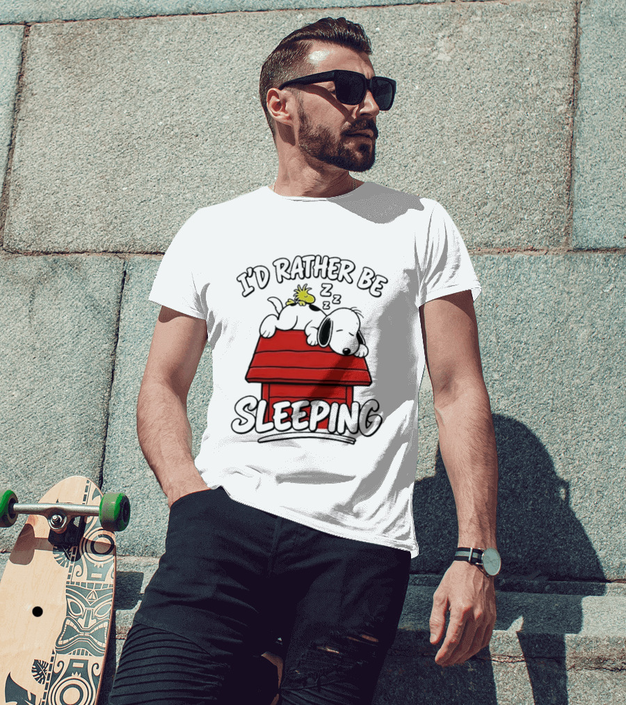 I’d Rather Be Sleeping Snoopy And Woodstock T-Shirt