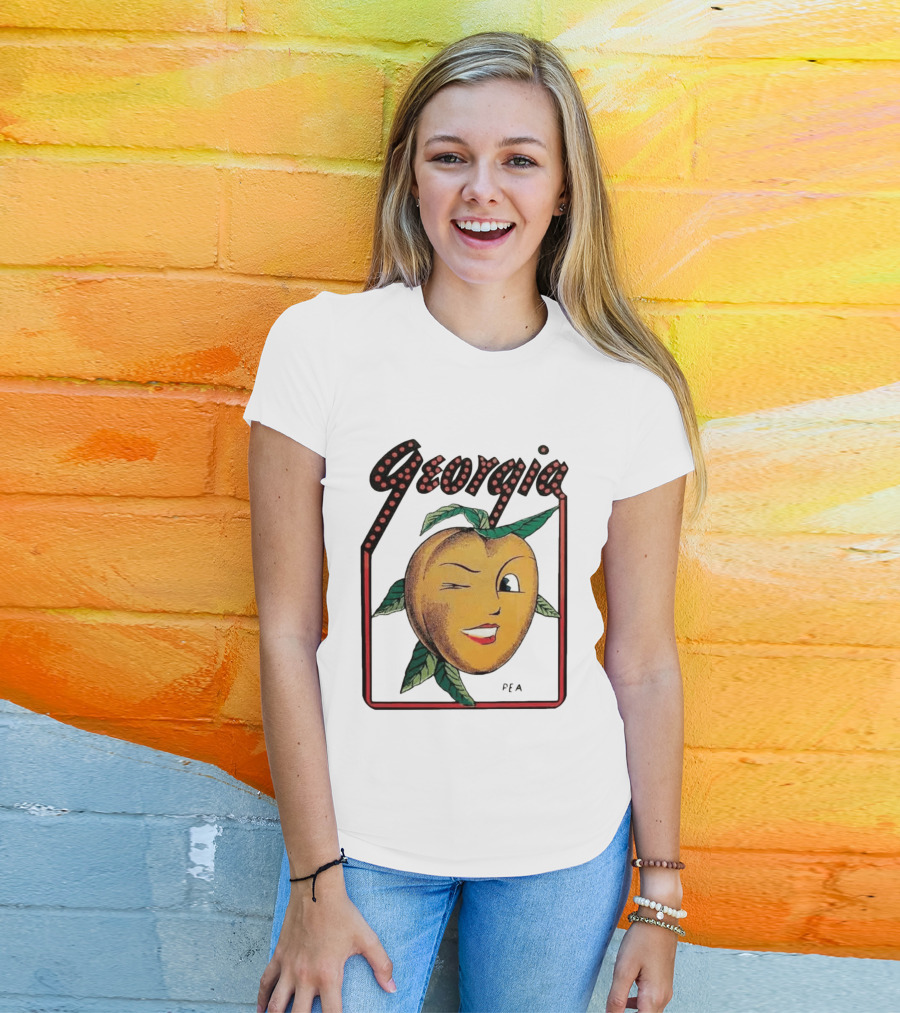 Georgia Peach Vintage Winking Icon Savannah Macon Atlanta Augusta 1950's T-Shirt