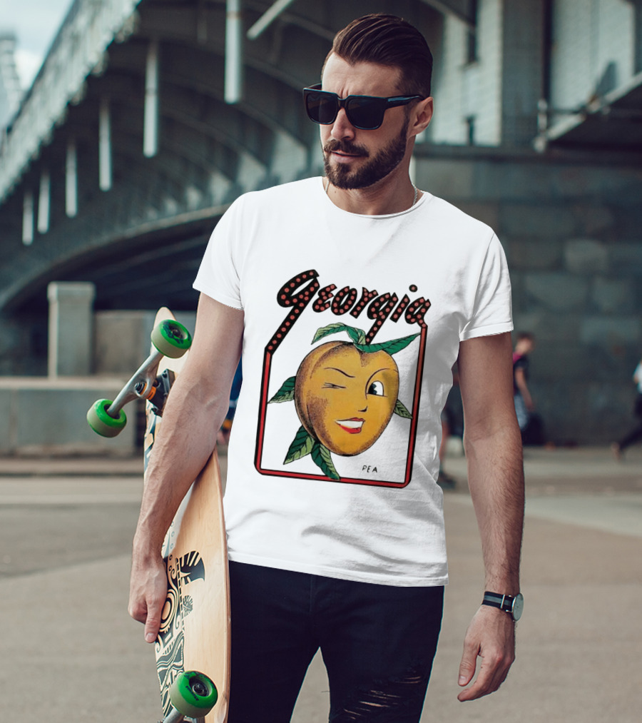 Georgia Peach Vintage Winking Icon Savannah Macon Atlanta Augusta 1950's T-Shirt