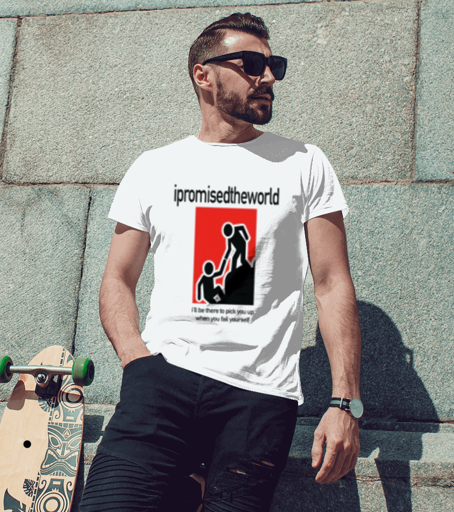 Ipromisedtheworld Helping Hand Support Black Text Red T-Shirt
