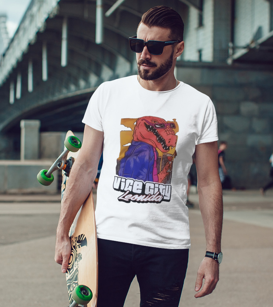 Vice City Leonida Rex Dinosaur Gaming Retro Vibes T-Shirt