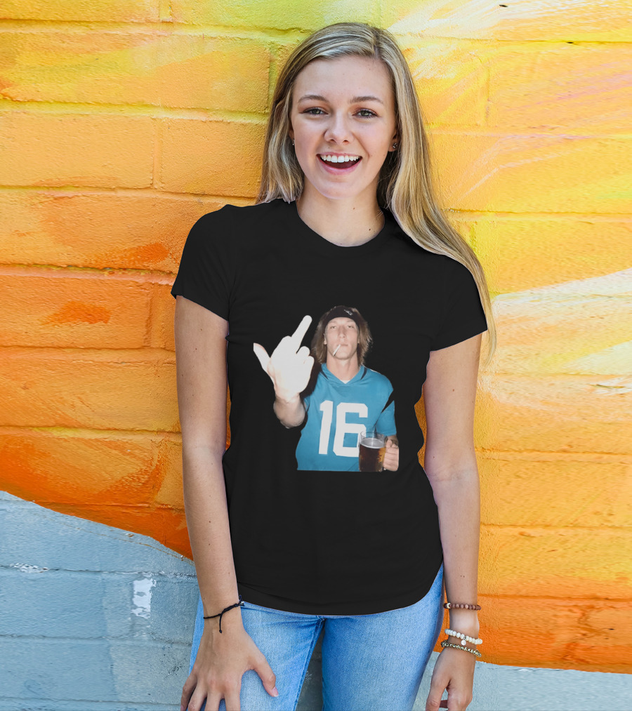 Trevor Lawrence Jersey 16 Middle Finger Beer Cigarette Jacksonville Jaguars T-Shirt