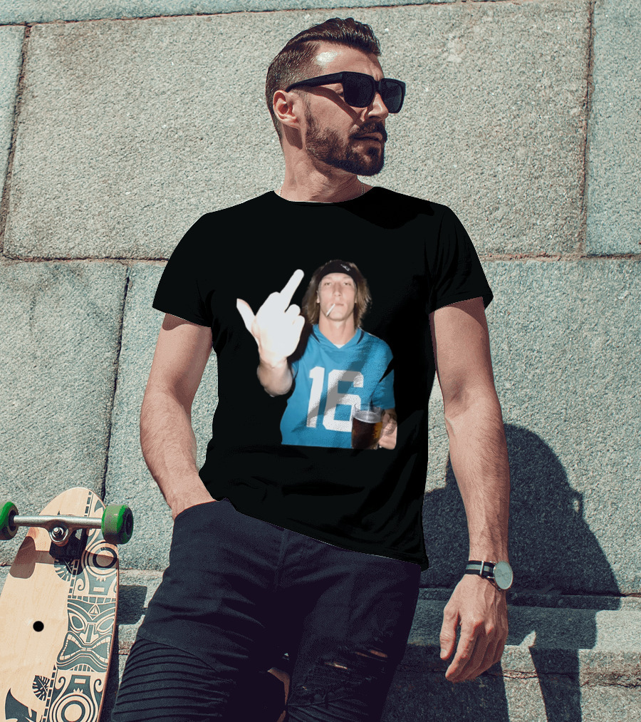 Trevor Lawrence Jersey 16 Middle Finger Beer Cigarette Jacksonville Jaguars T-Shirt
