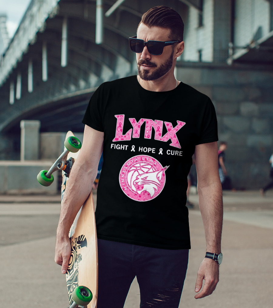 Minnesota Lynx Fight Hope Cure Breast Cancer Awareness Pink Ribbon T-Shirt