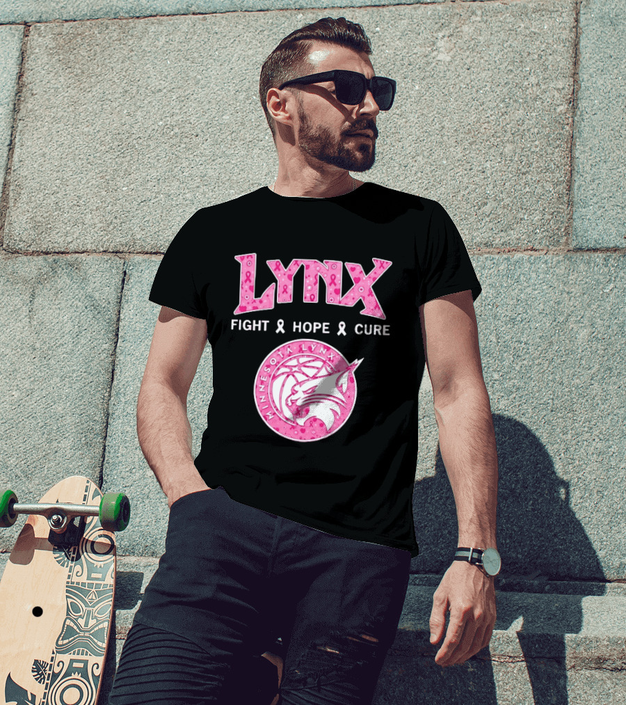 Minnesota Lynx Fight Hope Cure Breast Cancer Awareness Pink Ribbon T-Shirt