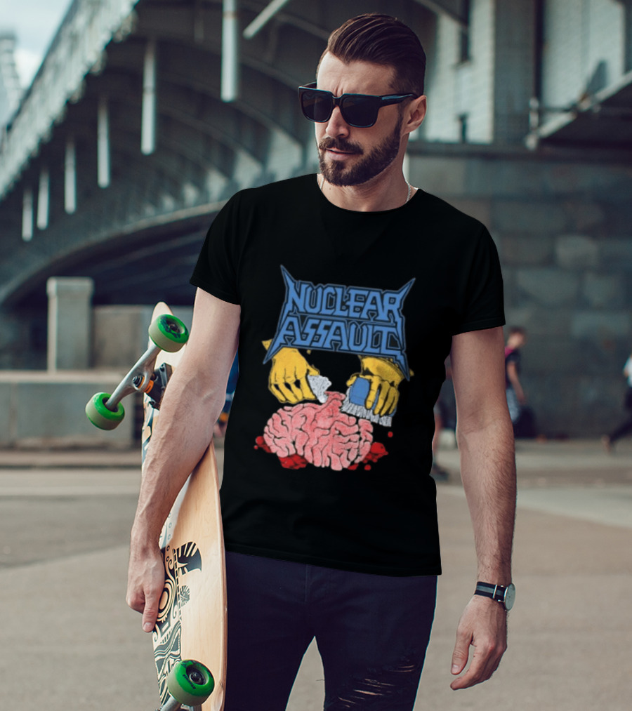 Nuclear Assault Brain Scrubbing Art Beyond Human Store Po Box Leftovers T-Shirt