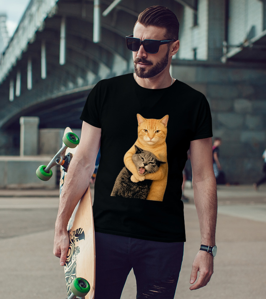 Cat Fight Meme Hugging Cats Funny Pet Lovers T-Shirt
