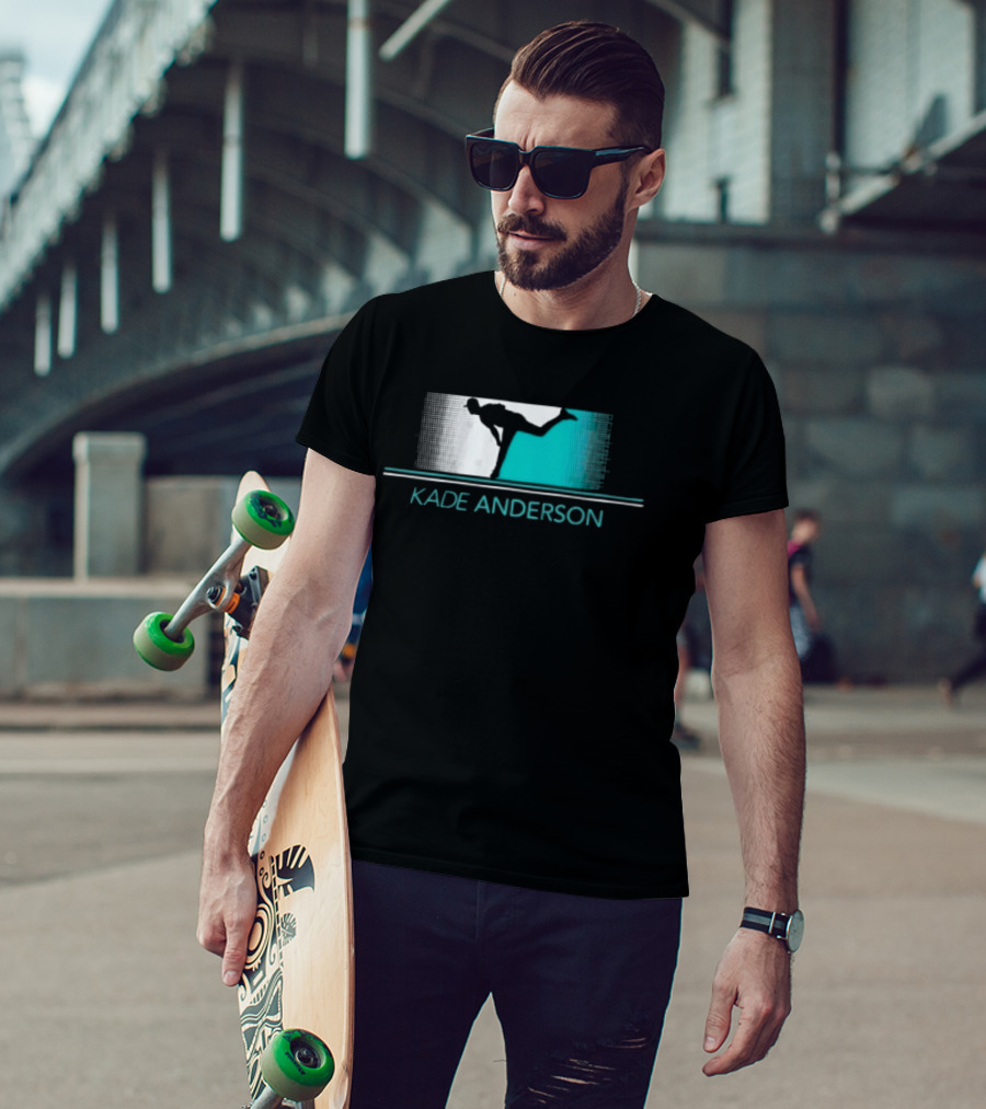 Kade Anderson Baseball Pitcher Halftone Teal T-Shirt