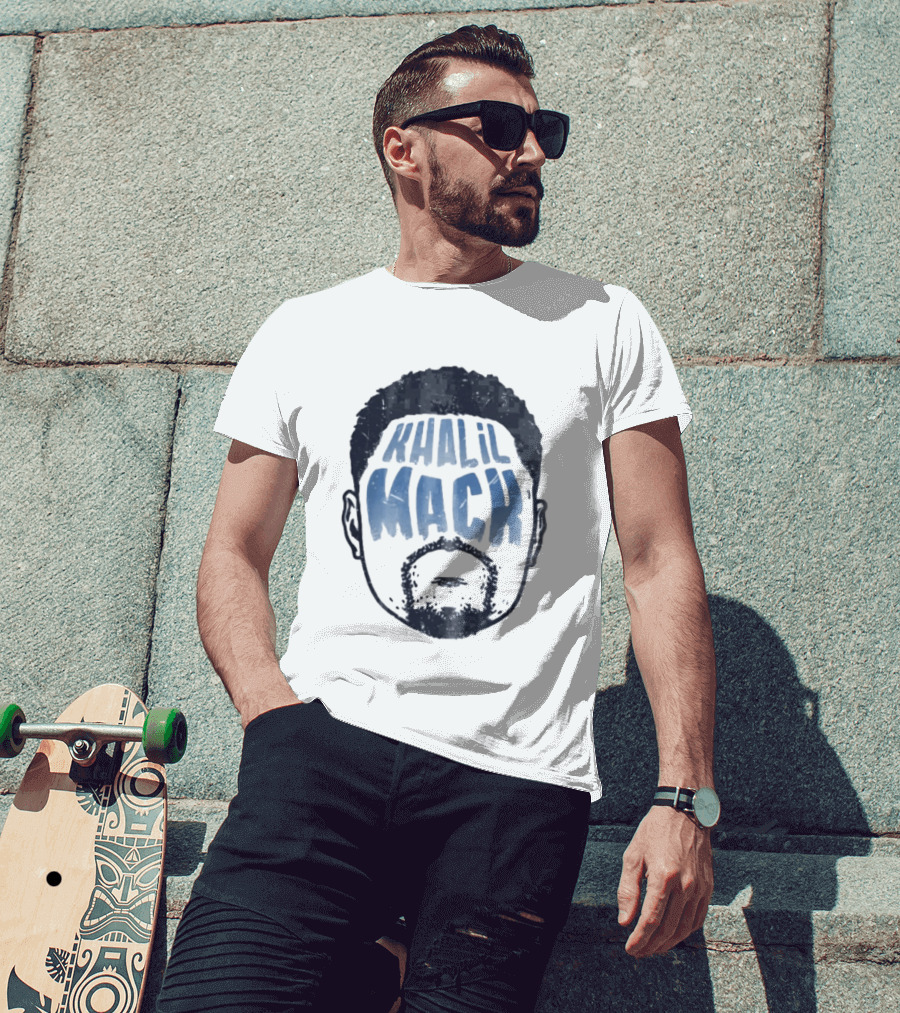 Khalil Mack Bearded Face Blue Distressed T-Shirt