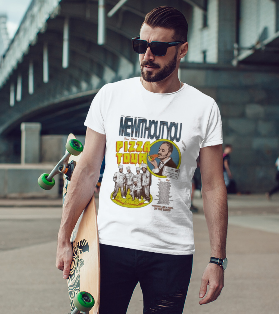 MeWithoutYou Pizza Tour Band Eating Slice T-Shirt