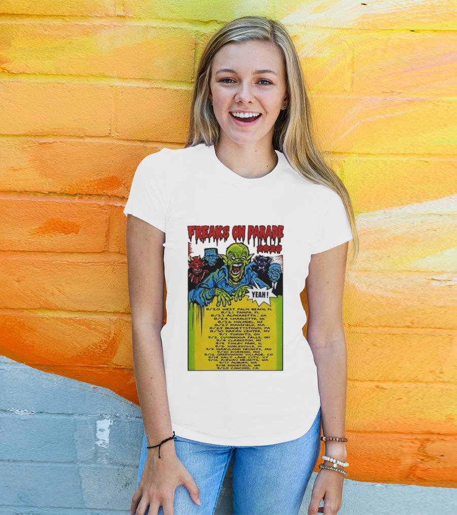 Freaks On Parade Tour 2023 Rob Zombie Dates West Palm Beach Tampa Atlanta Concord T-Shirt