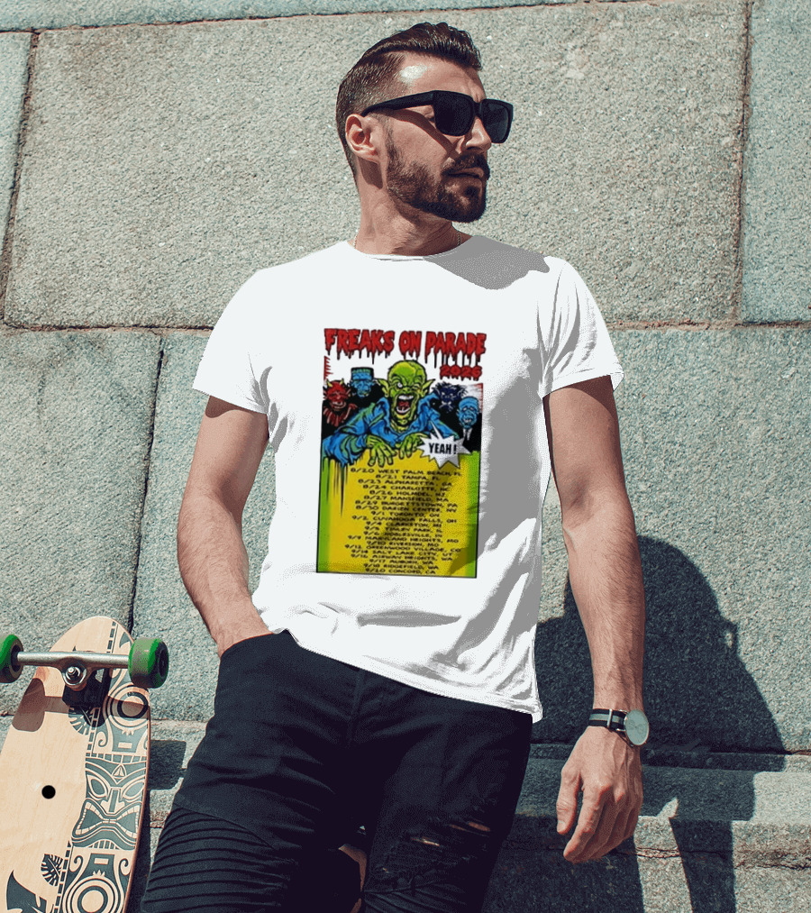 Freaks On Parade Tour 2023 Rob Zombie Dates West Palm Beach Tampa Atlanta Concord T-Shirt