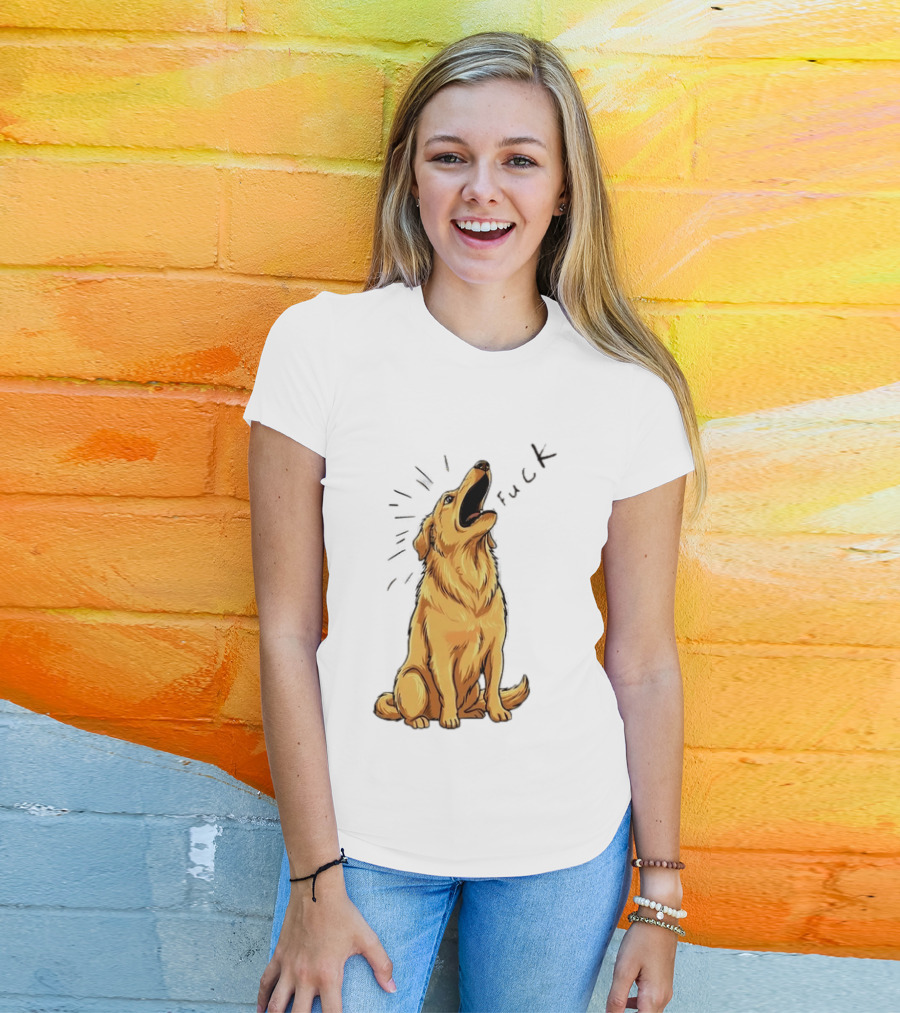 Howling Dog Saying Fuck Yellow Labrador Retriever Expression T-Shirt