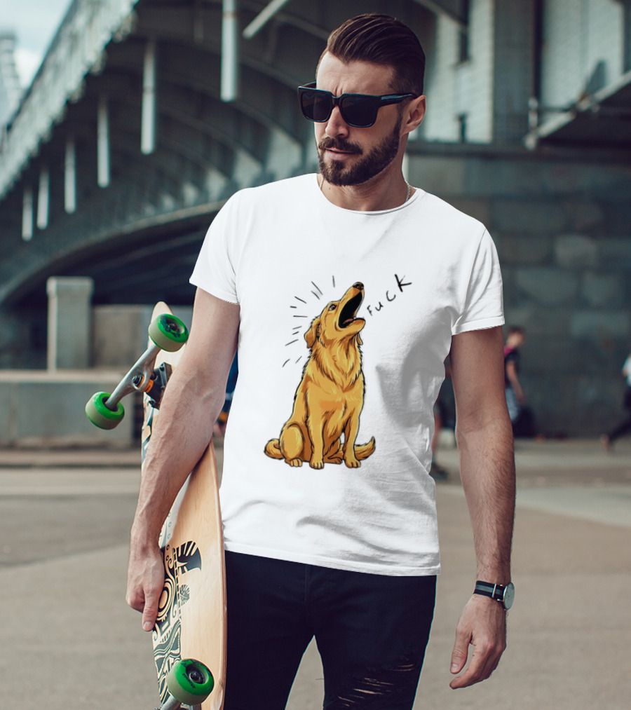 Howling Dog Saying Fuck Yellow Labrador Retriever Expression T-Shirt