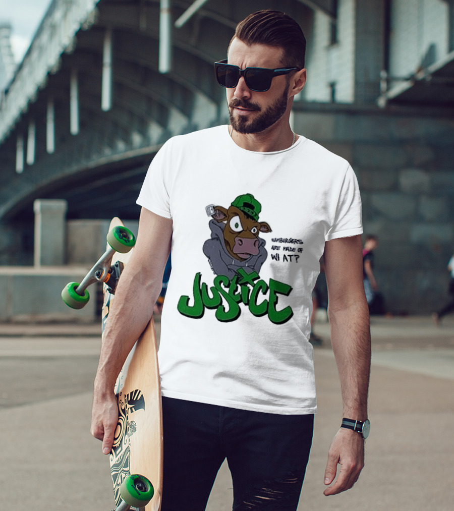 Justice Hamburgers Are Made Of What Go Vegetarian Cow T-Shirt