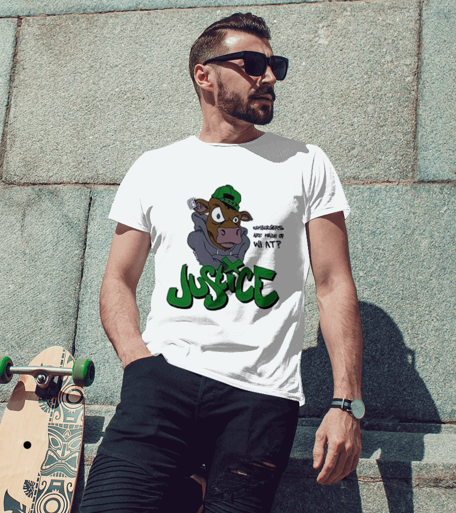 Justice Hamburgers Are Made Of What Go Vegetarian Cow T-Shirt