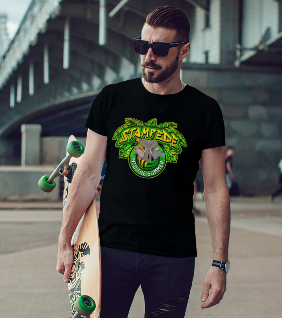 Stampede Into The Summer Elephant Giraffe Hippo Tropical 2026 T-Shirt