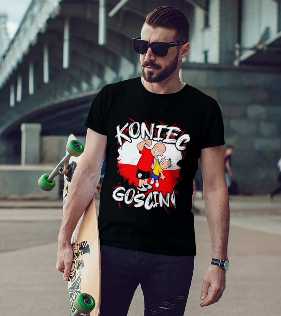 Koniec Gosciny Polish Football Cartoon Polska Flag T-Shirt