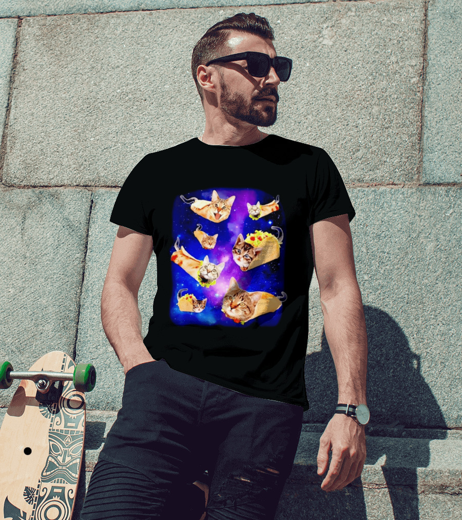 Cats In Space With Tacos And Burritos Taco Cat Cosmic Adventure T-Shirt
