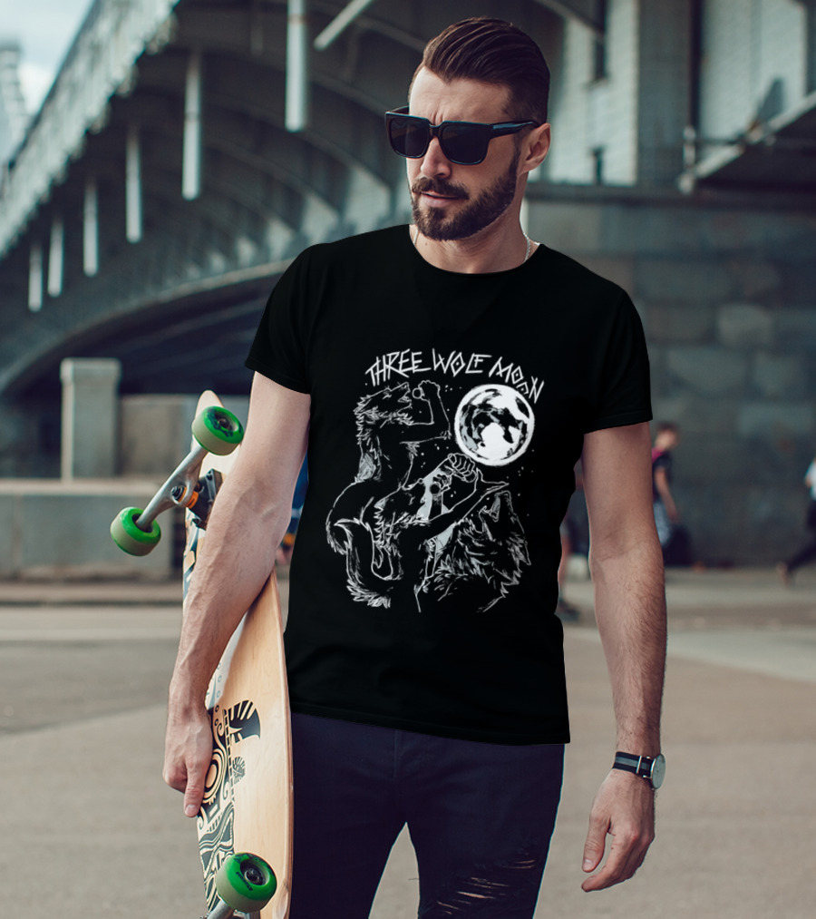 Three Wolf Moon Singing Wolves Howling Meme Moon Phases T-Shirt