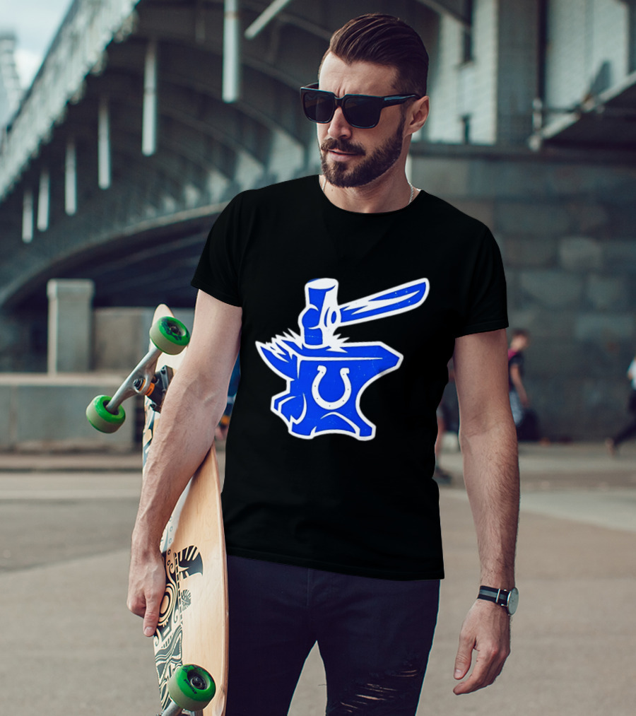 Indianapolis Colts Anvil Hammer Icon With Team Horseshoe T-Shirt
