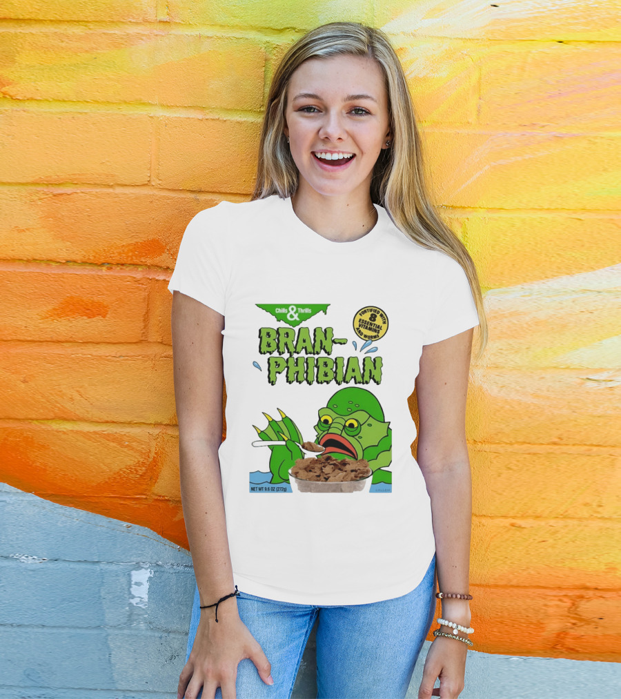 Bran Phibian Chills And Thrills Cereal Box Fortified With 8 Essential Vitamins And Worms T-Shirt