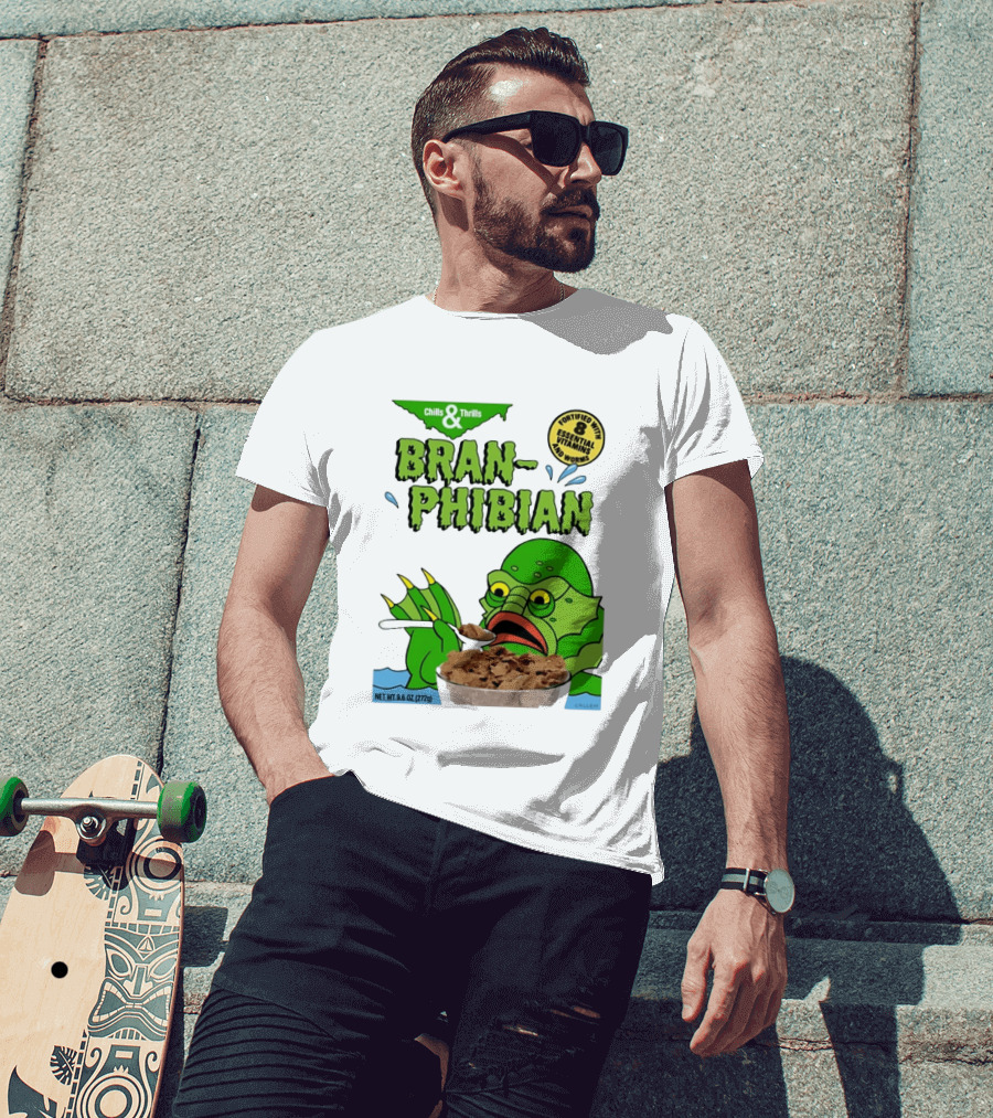 Bran Phibian Chills And Thrills Cereal Box Fortified With 8 Essential Vitamins And Worms T-Shirt