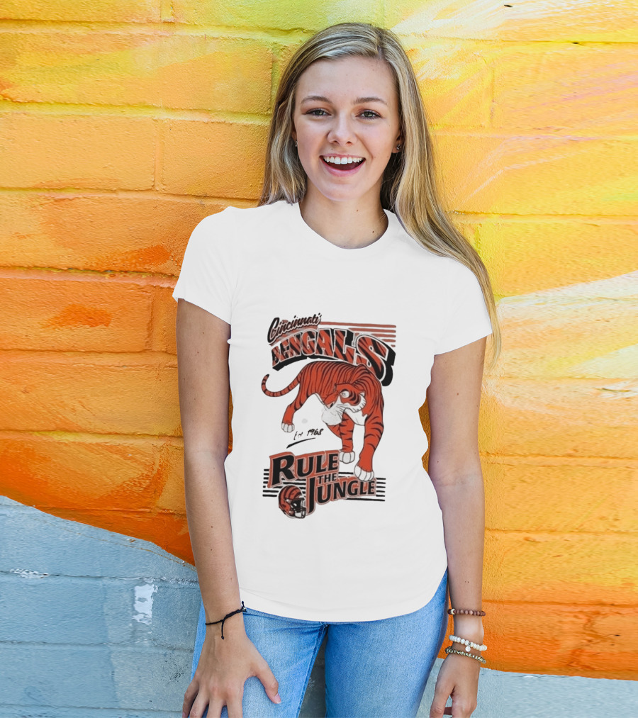 Cincinnati Bengals Rule The Jungle Tiger Graphic NFL Fan T-Shirt