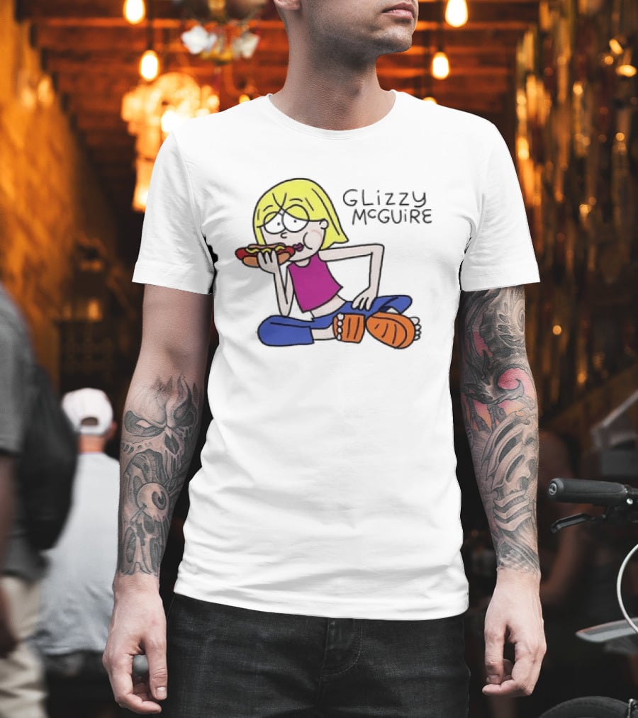 Glizzy McGuire Cartoon Character Eating Hot Dog T-Shirt