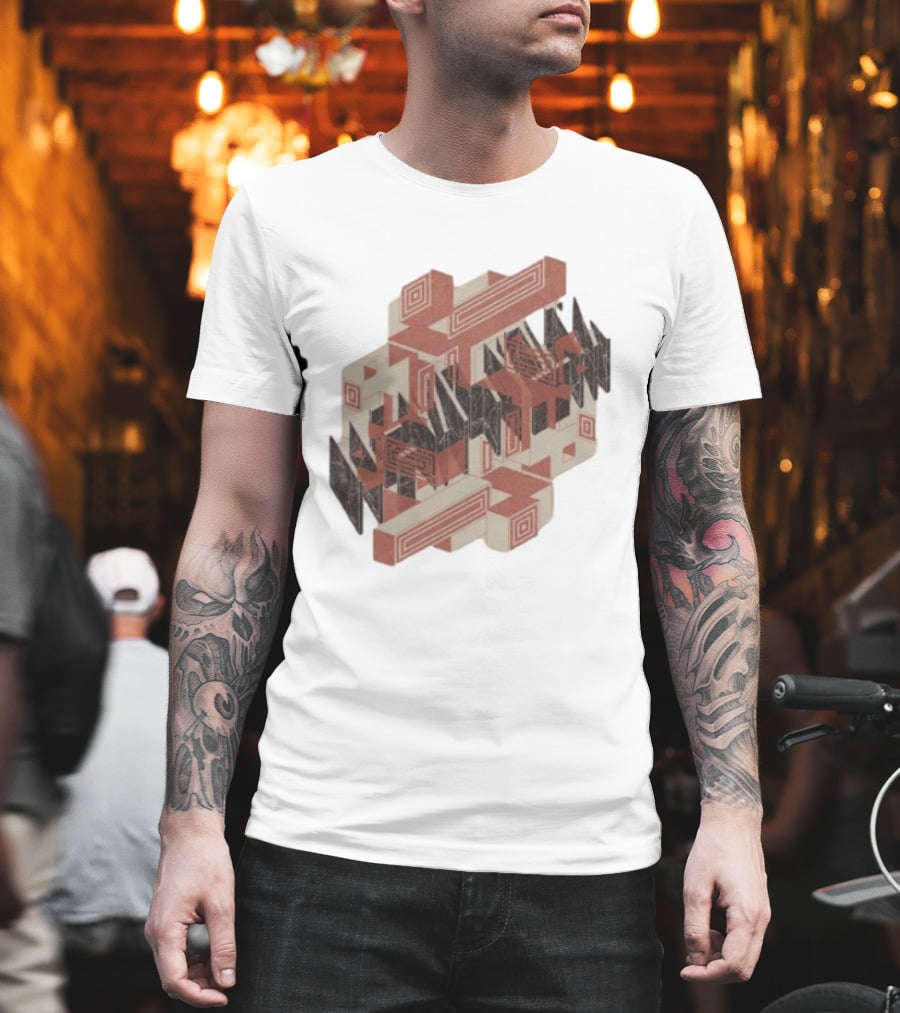 The Mars Volta Store Blocks Tan Geometric Optical Illusion T-Shirt