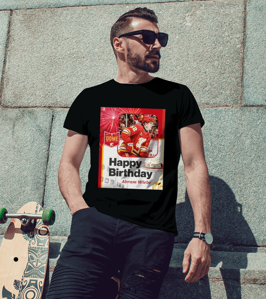 Happy Birthday Abram Wiebe 1983 2027 Dome Farewell Season Hockey Celebration With Flames T-Shirt
