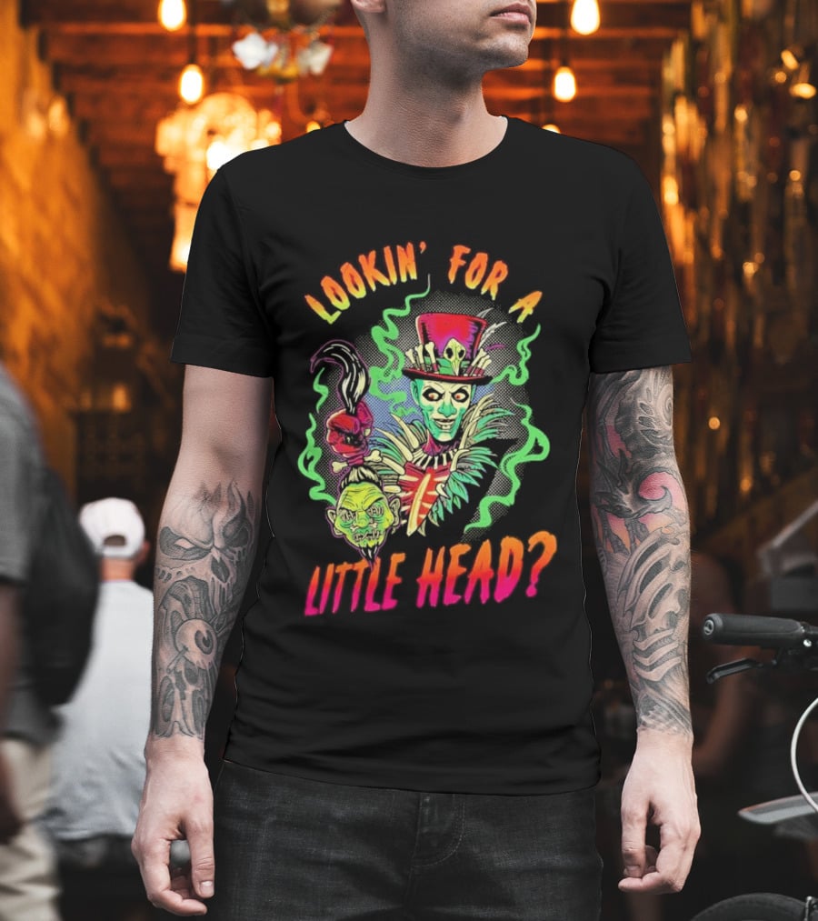 Lookin' For A Little Head Voodoo Witch With Top Hat And Skull Motif T-Shirt
