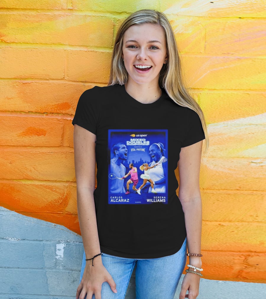 US Open Mixed Doubles Championship Carlos Alcaraz Serena Williams Vital Proteins T-Shirt