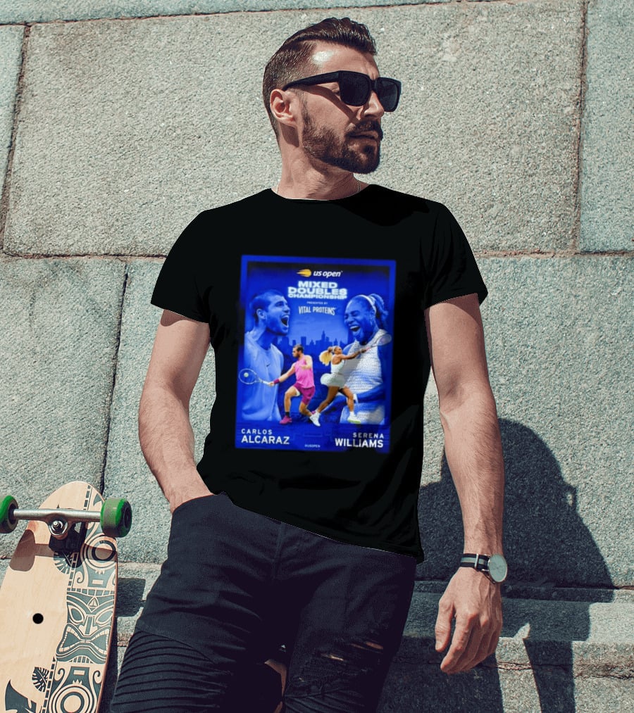 US Open Mixed Doubles Championship Carlos Alcaraz Serena Williams Vital Proteins T-Shirt