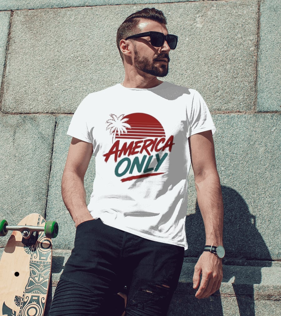 America Only Tropical Sunset Palm Tree T-Shirt