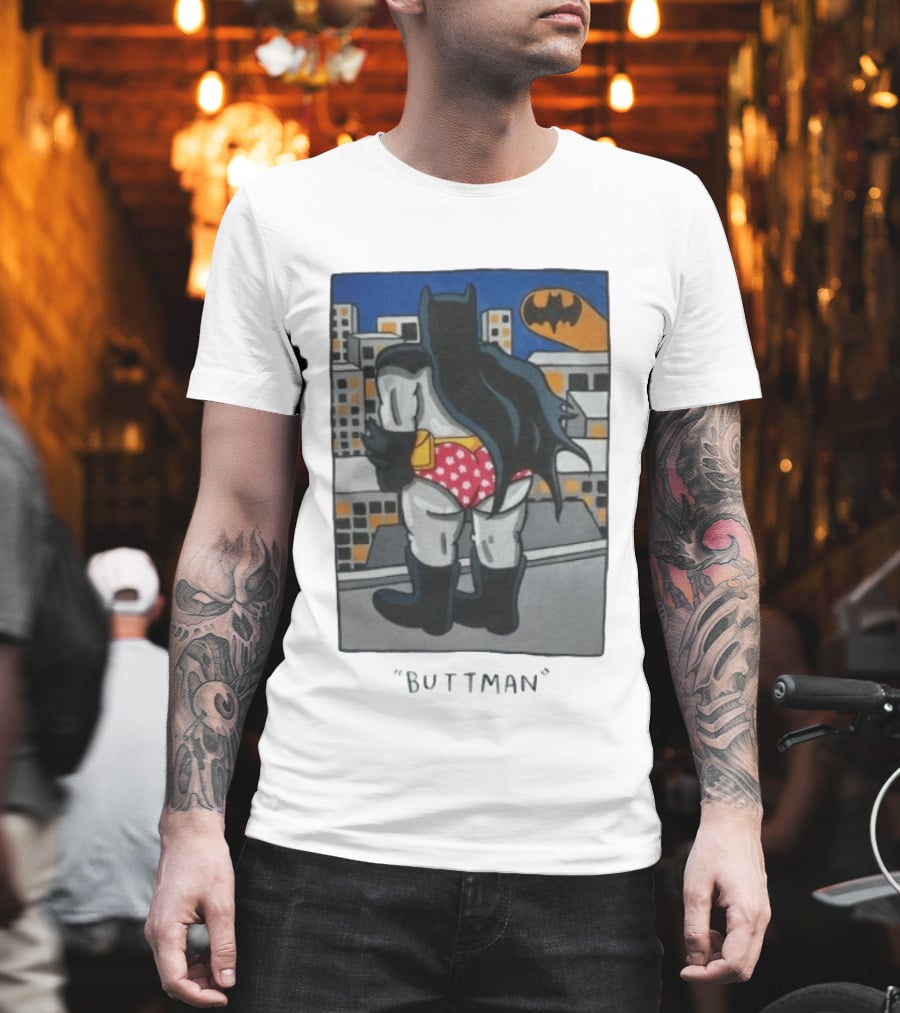 Buttman Batman Superhero Comedy Humor Retro Pop T-Shirt