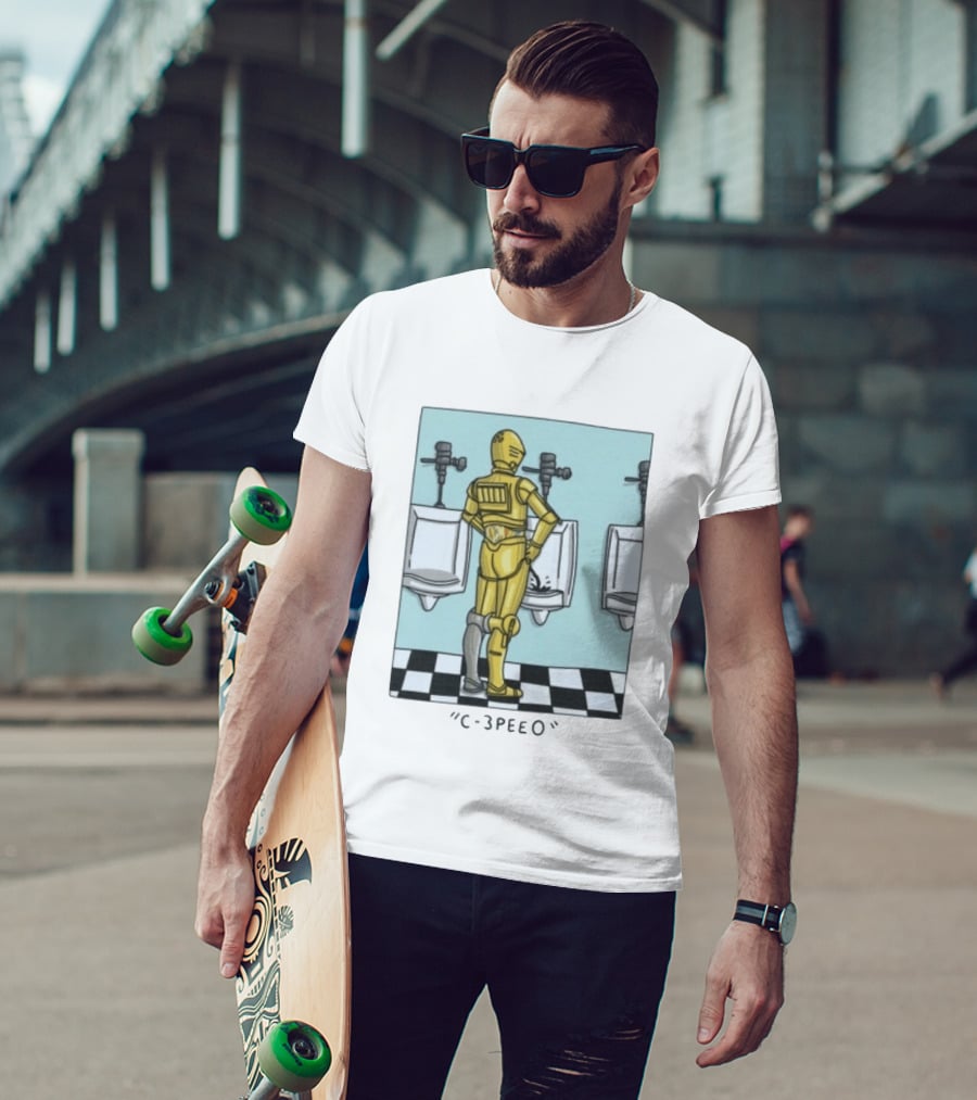 Star Wars C 3PEEO Droid Pun C 3PO Urinal Humor T-Shirt