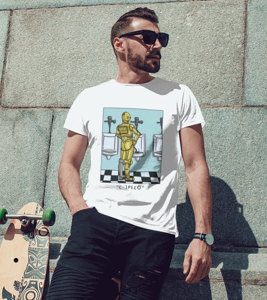 Star Wars C 3PEEO Droid Pun C 3PO Urinal Humor T-Shirt
