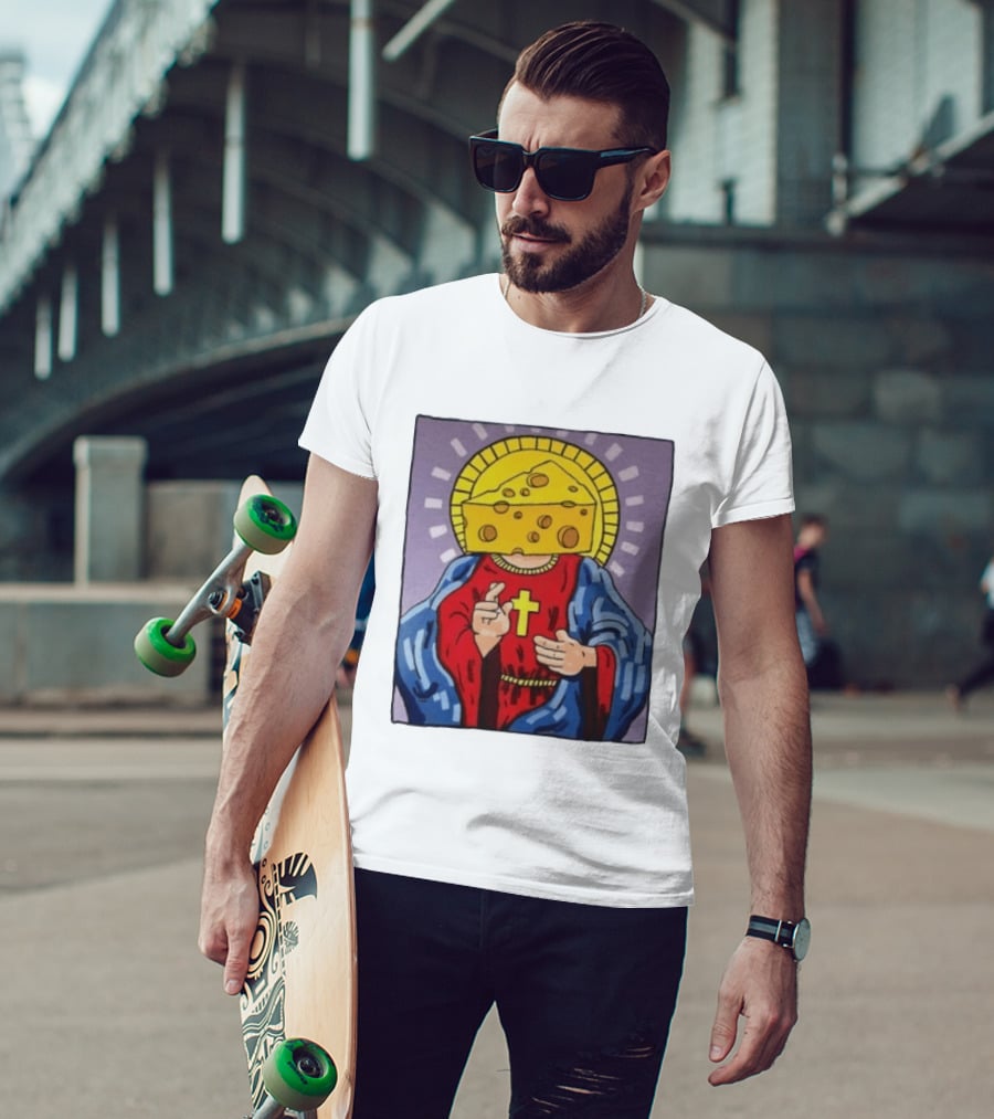 Cheesus Cheese Head Religious Pun Jesus T-Shirt