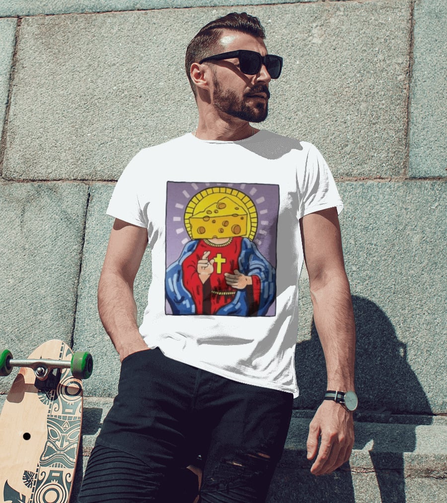 Cheesus Cheese Head Religious Pun Jesus T-Shirt