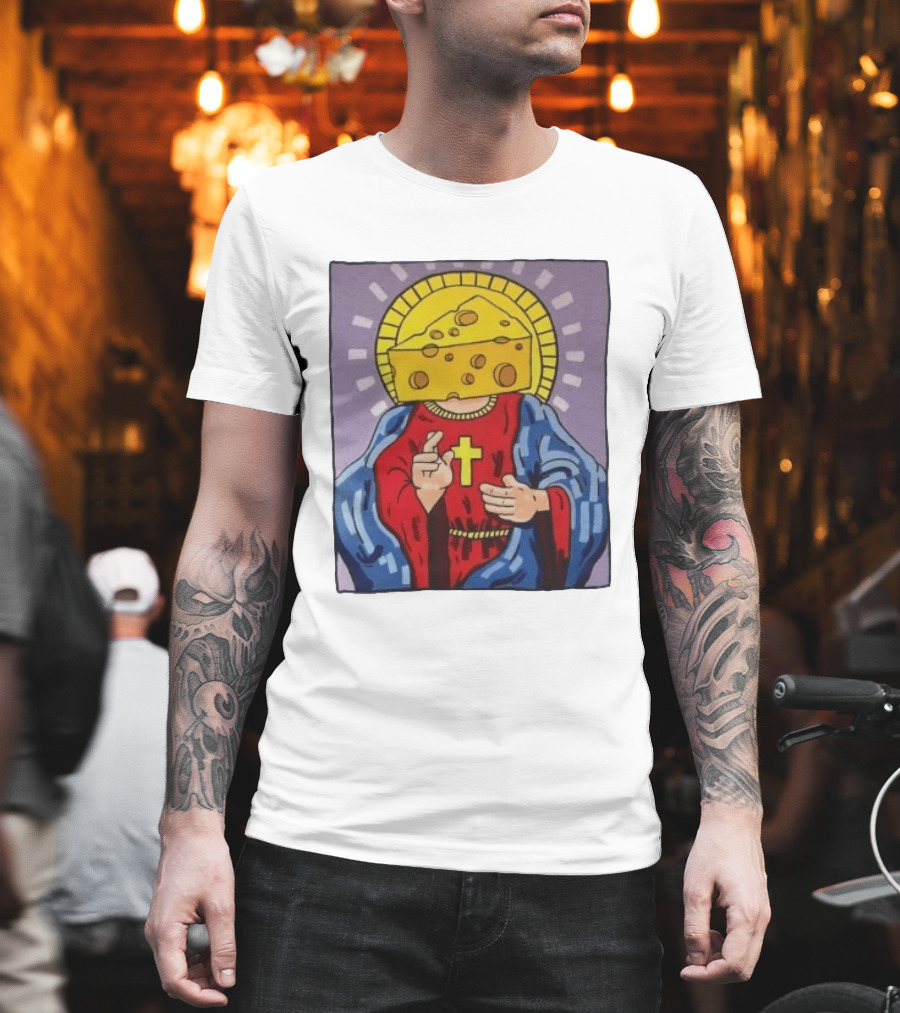 Cheesus Cheese Head Religious Pun Jesus T-Shirt