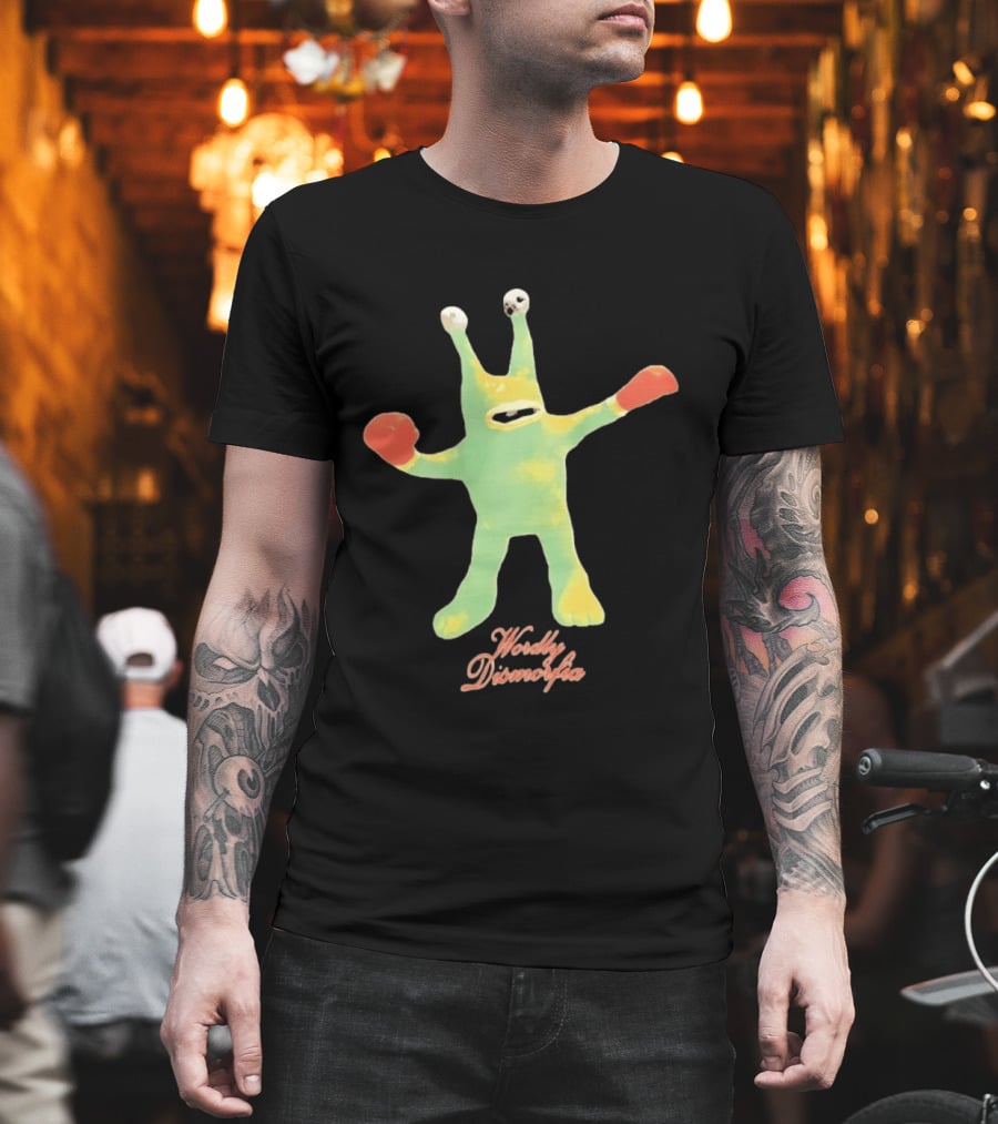 Wordly Dismorfia Boxing Alien Creature With Red Boxing Gloves T-Shirt
