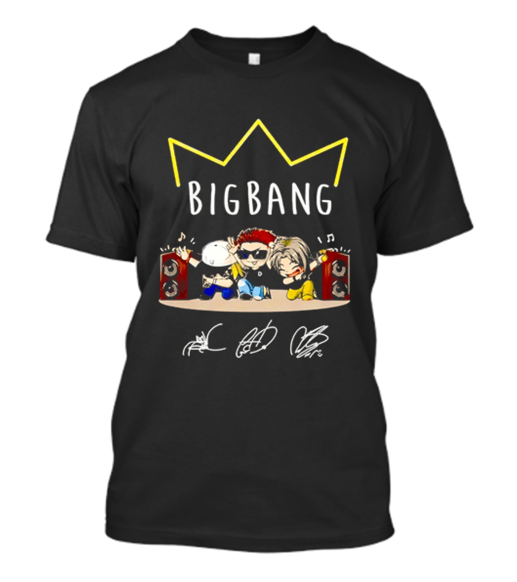 BIGBANG Chibi Characters With Crown And Speaker T-Shirt