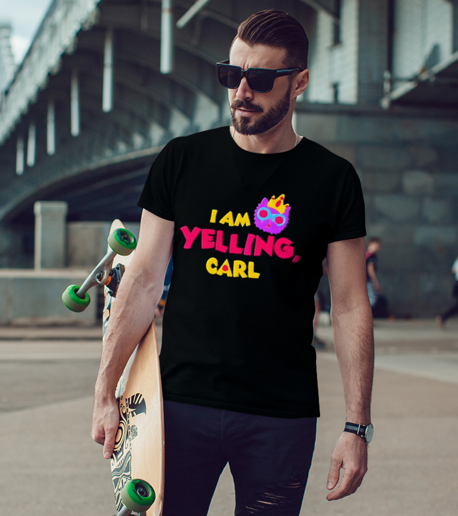 I Am Yelling Carl Cat Meme Colorful Crown Glasses T-Shirt