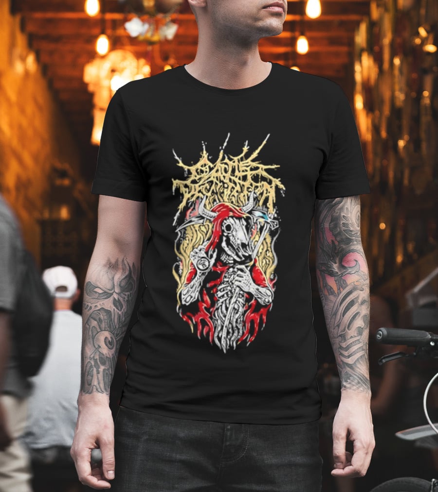 Cattle Decapitation Grim Reaper Skeleton Art Metal Band T-Shirt