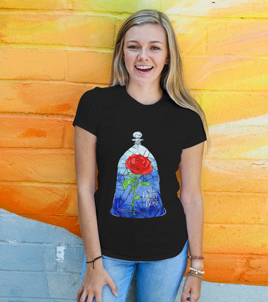 Disney Beauty And The Beast Stained Glass Rose Enchantment T-Shirt