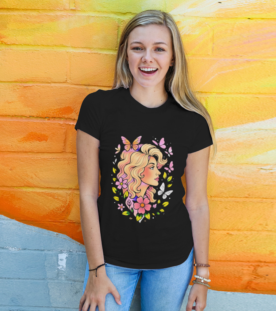 Dolly Parton Floral Butterfly Country Music T-Shirt