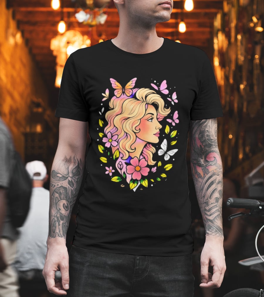 Dolly Parton Floral Butterfly Country Music T-Shirt
