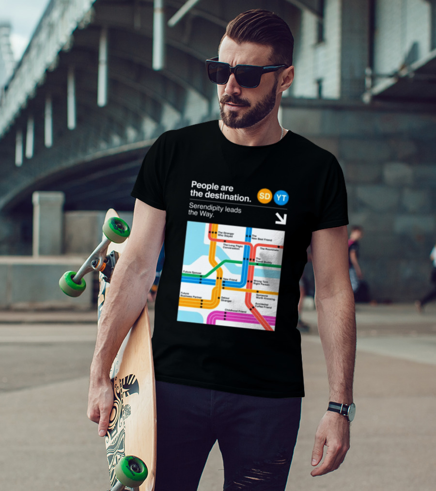 Seek Discomfort Serendipity Leads The Way People Are The Destination Black T-Shirt