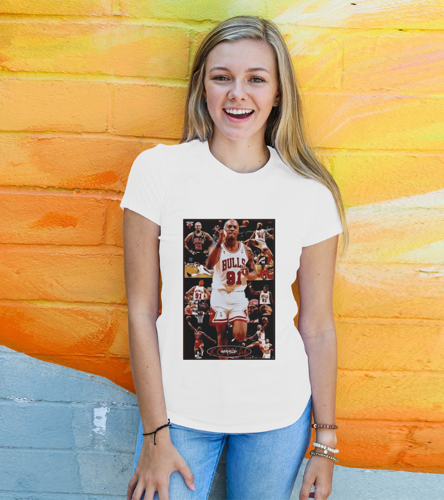 Dennis Rodman Chicago Bulls 91 Iconic NBA Basketball Highlights T-Shirt